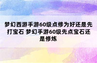 梦幻西游手游60级点修为好还是先打宝石 梦幻手游60级先点宝石还是修炼